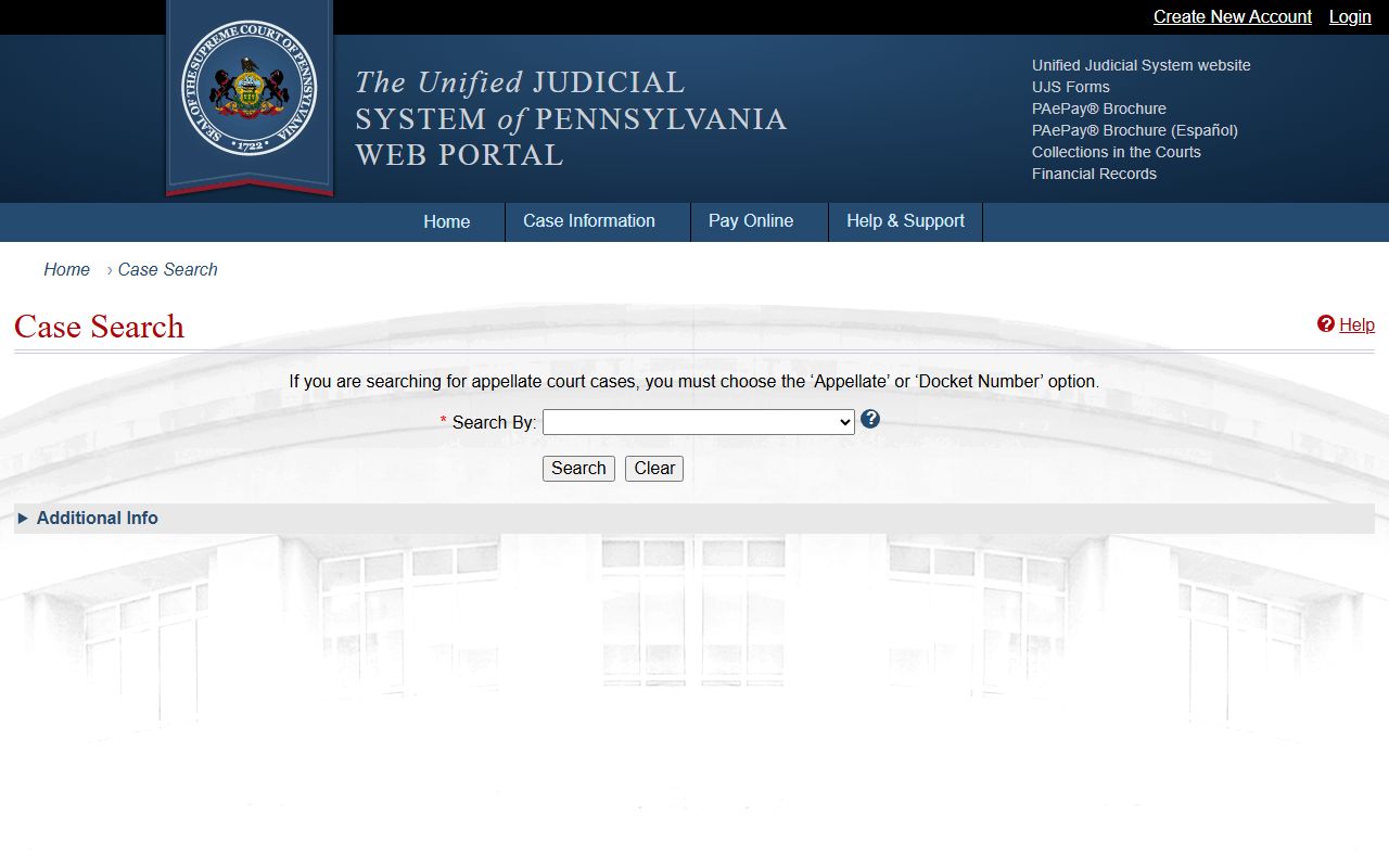 Northumberland County court dockets UJS Case Search portal
