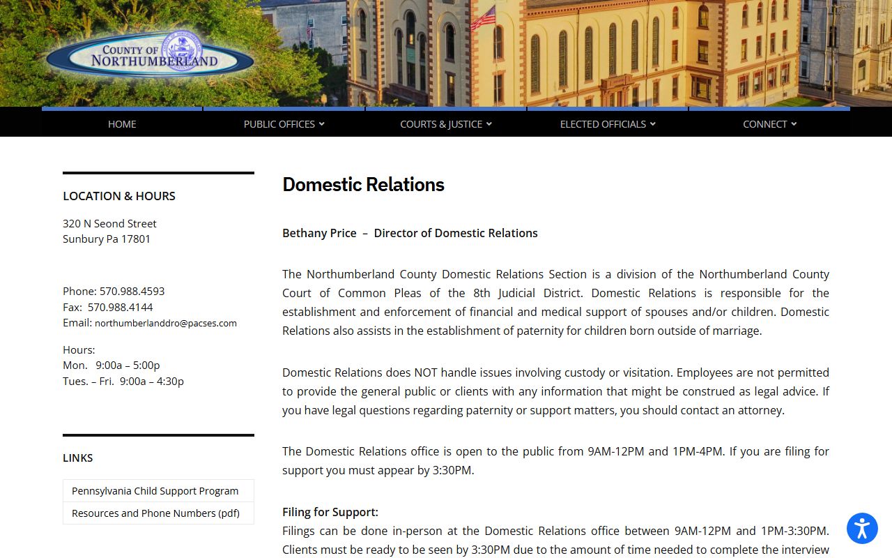 Northumberland County warrant records Domestic Relations bench warrant hearings